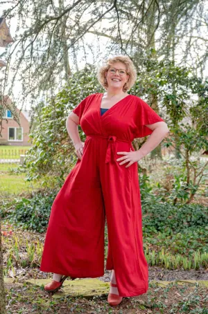 Anastasia jumpsuit - bright red- made by Tantilly