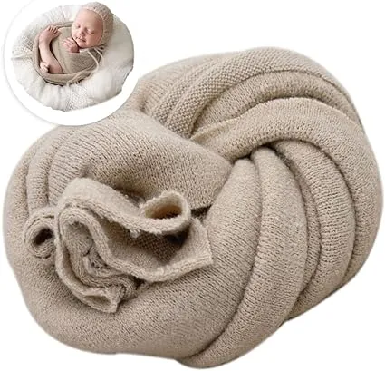 Babymoon Knitted Premium Wool Wrap | Baby Photography Shoot Wrap | Khaki