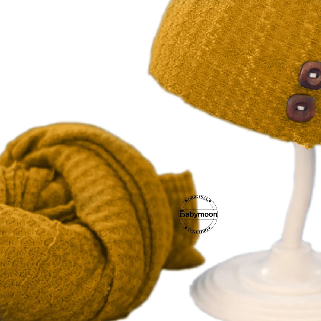 Babymoon Non Stretchable Baby Wrap & Knotty Cap New Born Photography Photoshoot Prop-Yellow