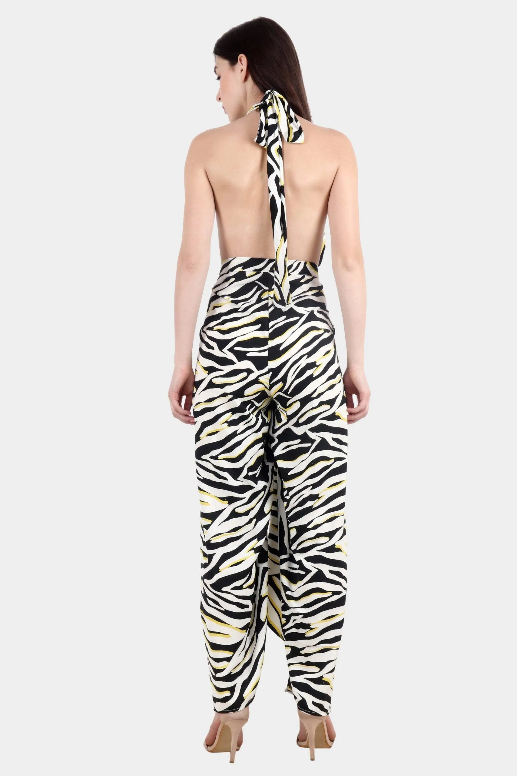 Black & Yellow Whale Printed Multiwear Jumpsuit/Pant