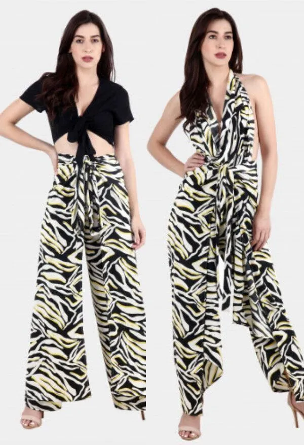Black & Yellow Whale Printed Multiwear Jumpsuit/Pant