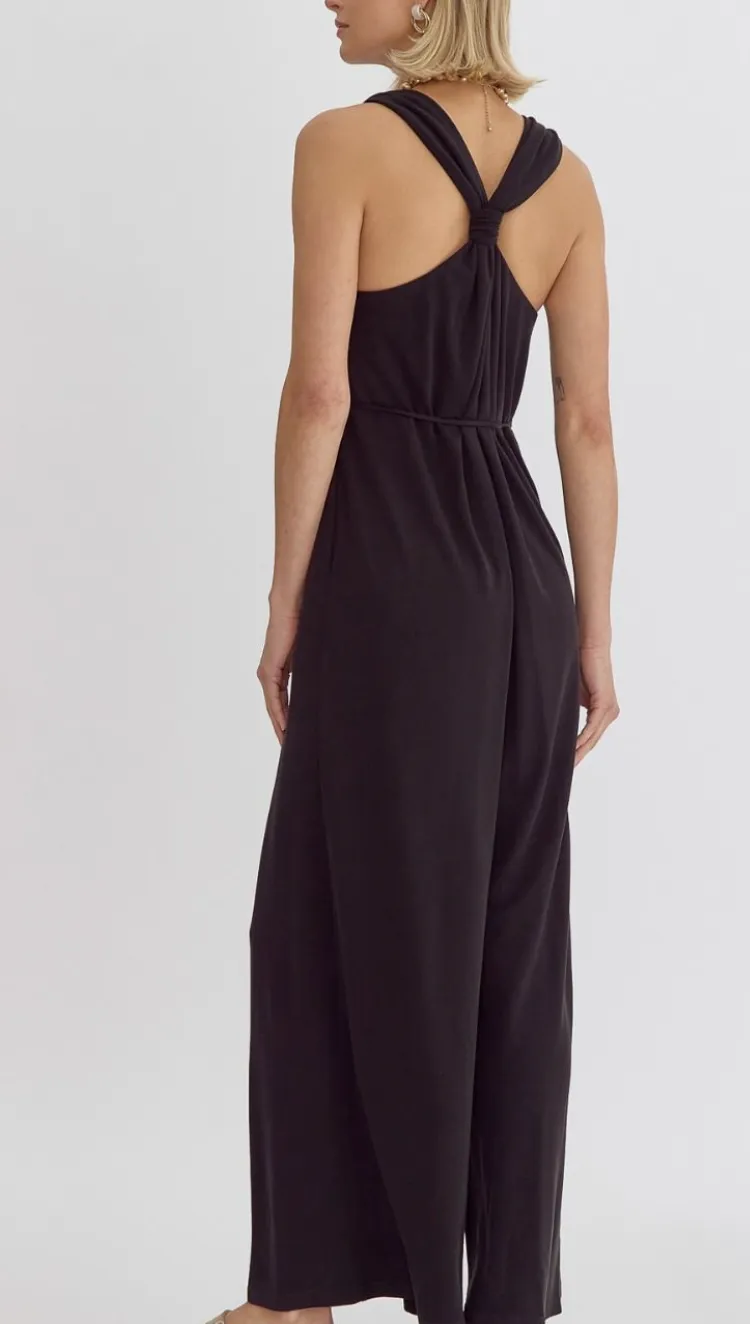 Black Knot Detail Jumpsuit