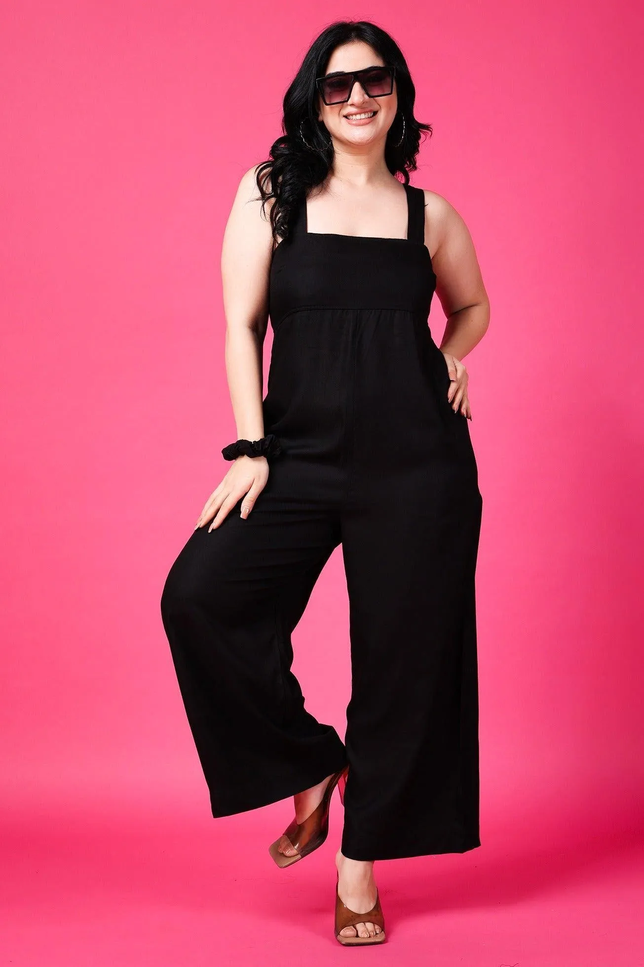 Black Solid Jumpsuit