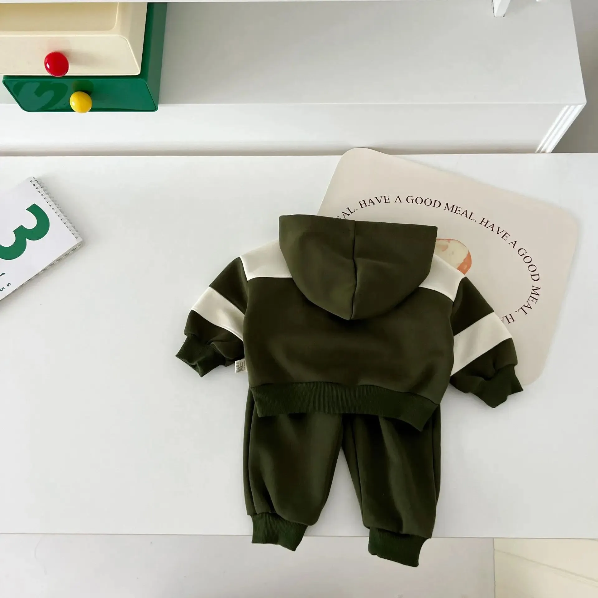 Childrens Baby Boys Autumn Handsome Two-piece Set Sports Casual Striped Hoodies Solid Cotton Pants Suit Toddler Boys Outfit