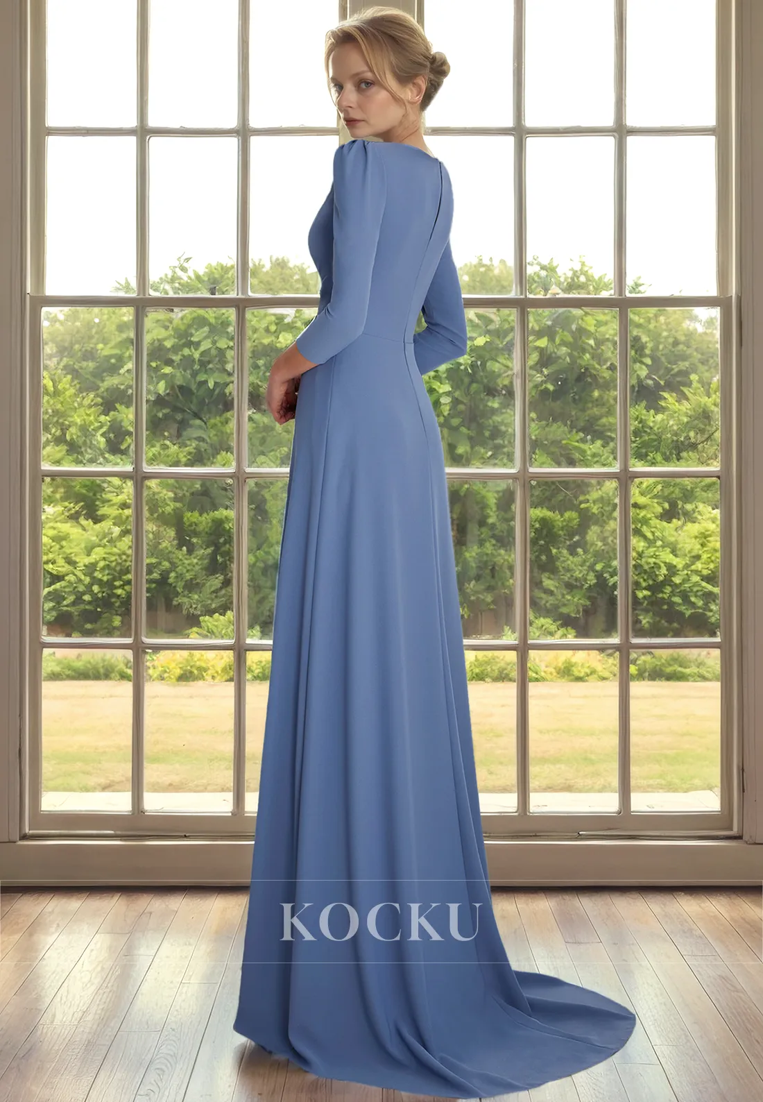 Classic & Timeless V-Neck A-Line Long sleeves A-Line Cocktail Mother of the Bride Dress