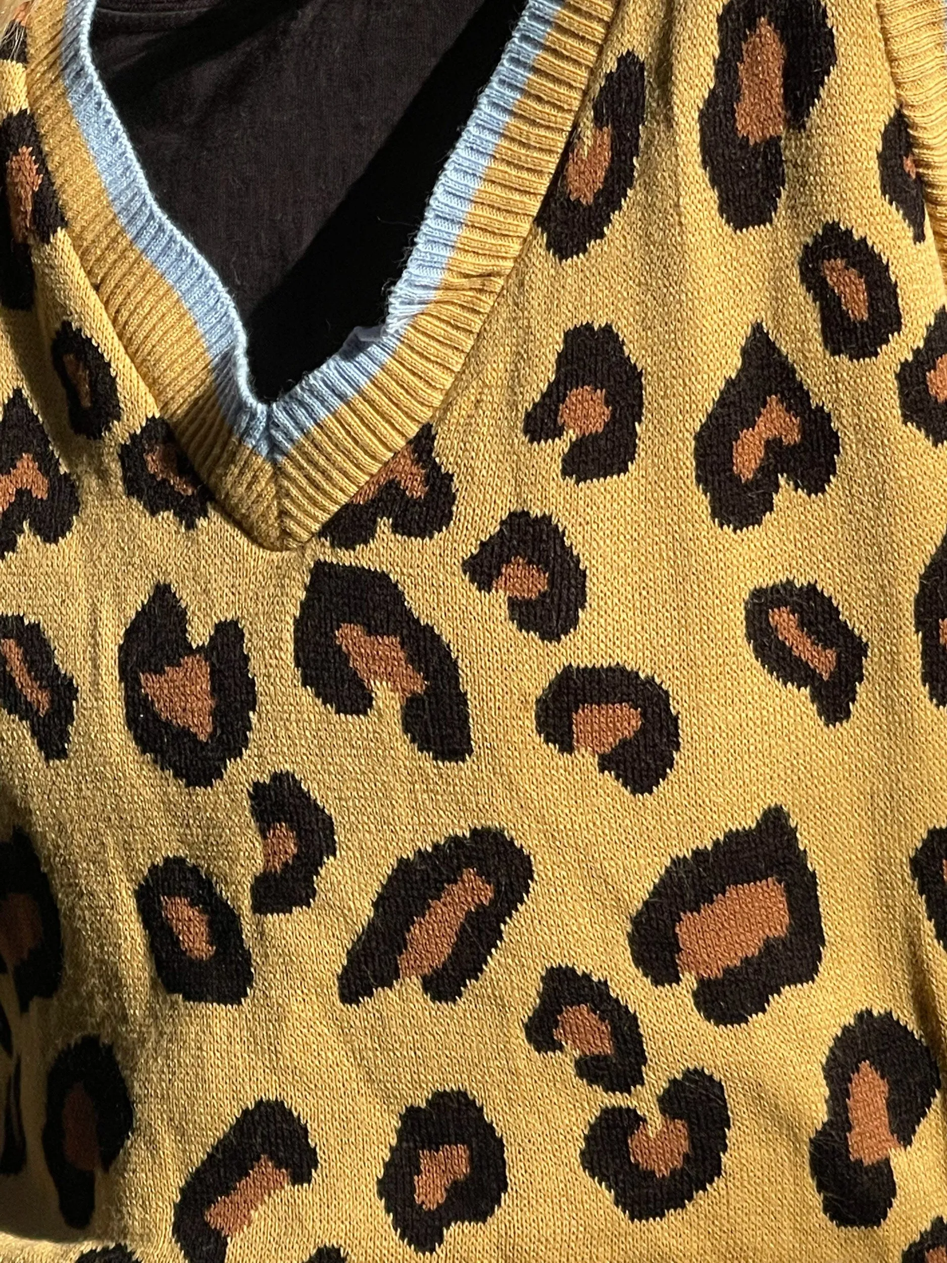 Daisy Street Cropped Contrasting Leopard Print Knitted Vest