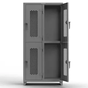 Extra Heavy Duty 14 GA Double-Tier Ventilated Locker, 4 Compartments - 36 in. W x 18 in. D x 75 in. H