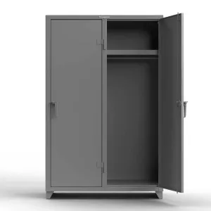 Extra Heavy Duty 14 GA Single-Tier Locker with Shelf and Hanger Rod, 2 Compartments - 48 in. W x 24 in. D x 75 in. H
