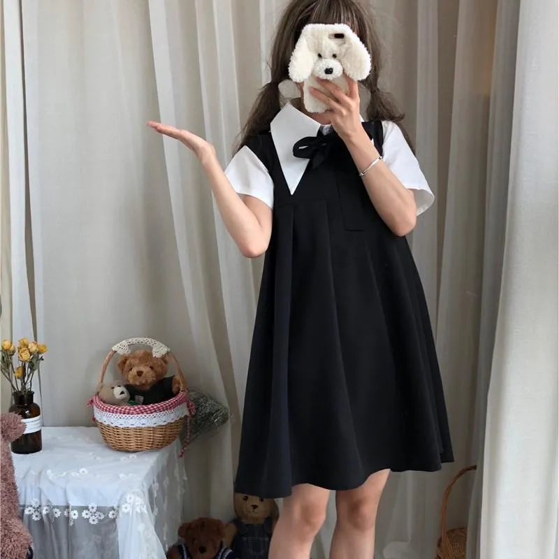 Harajuku Pure Color Overall Dress