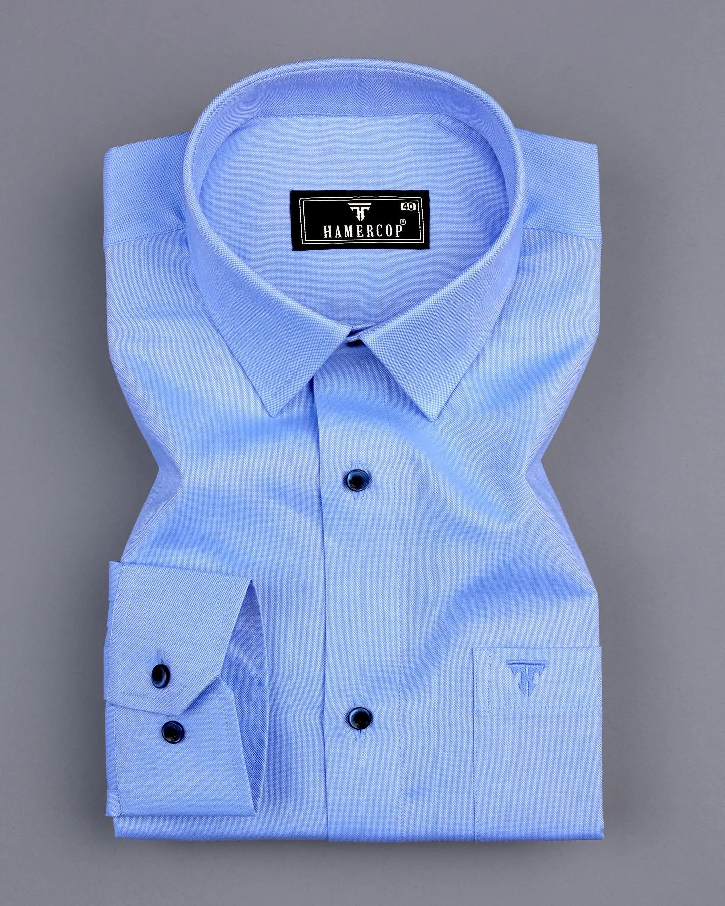 Helium Blue Oxford Cotton Jacquard Formal Shirt