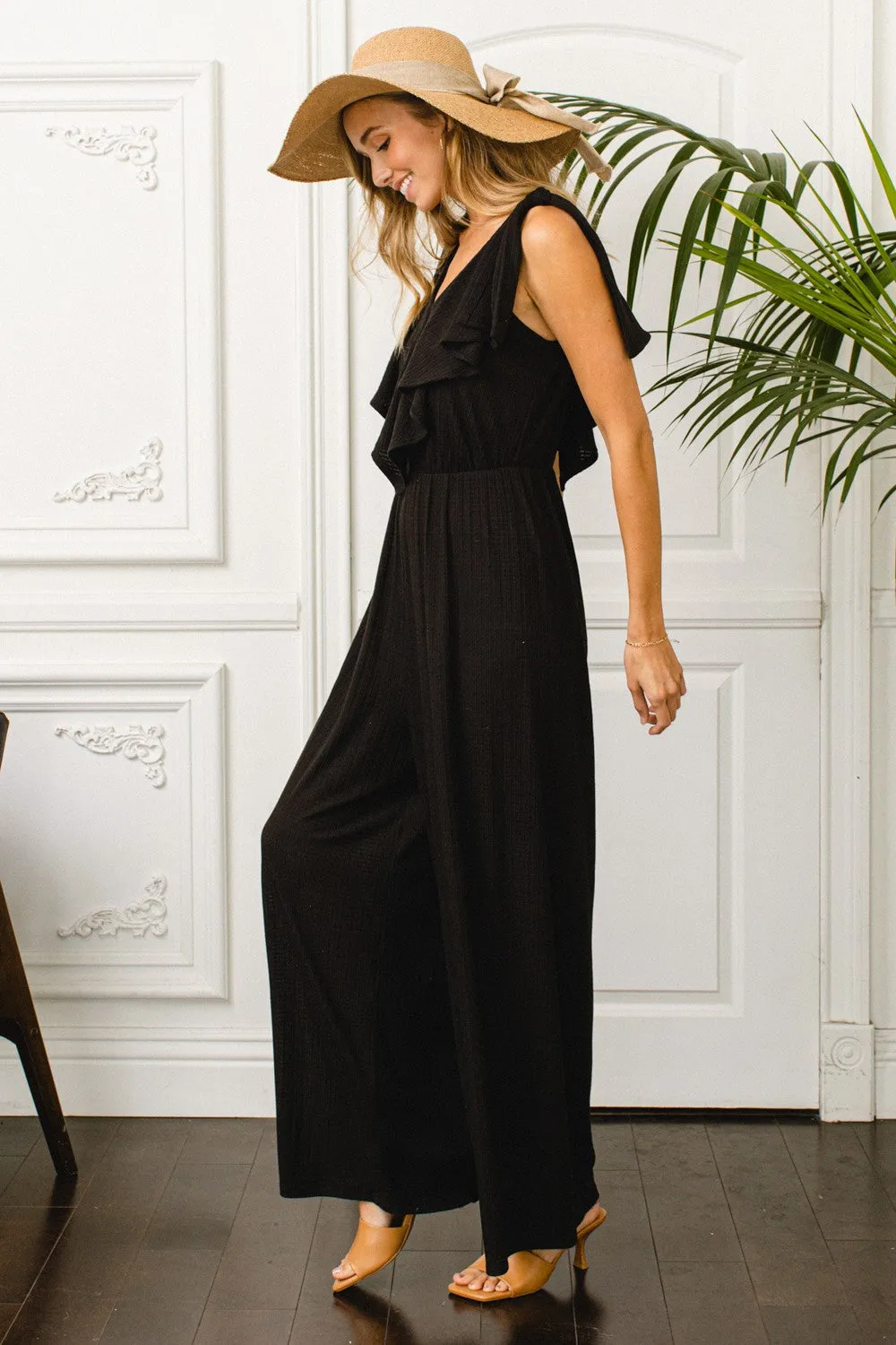 Janet Sleeveless Ruffle Front Jumpsuit
