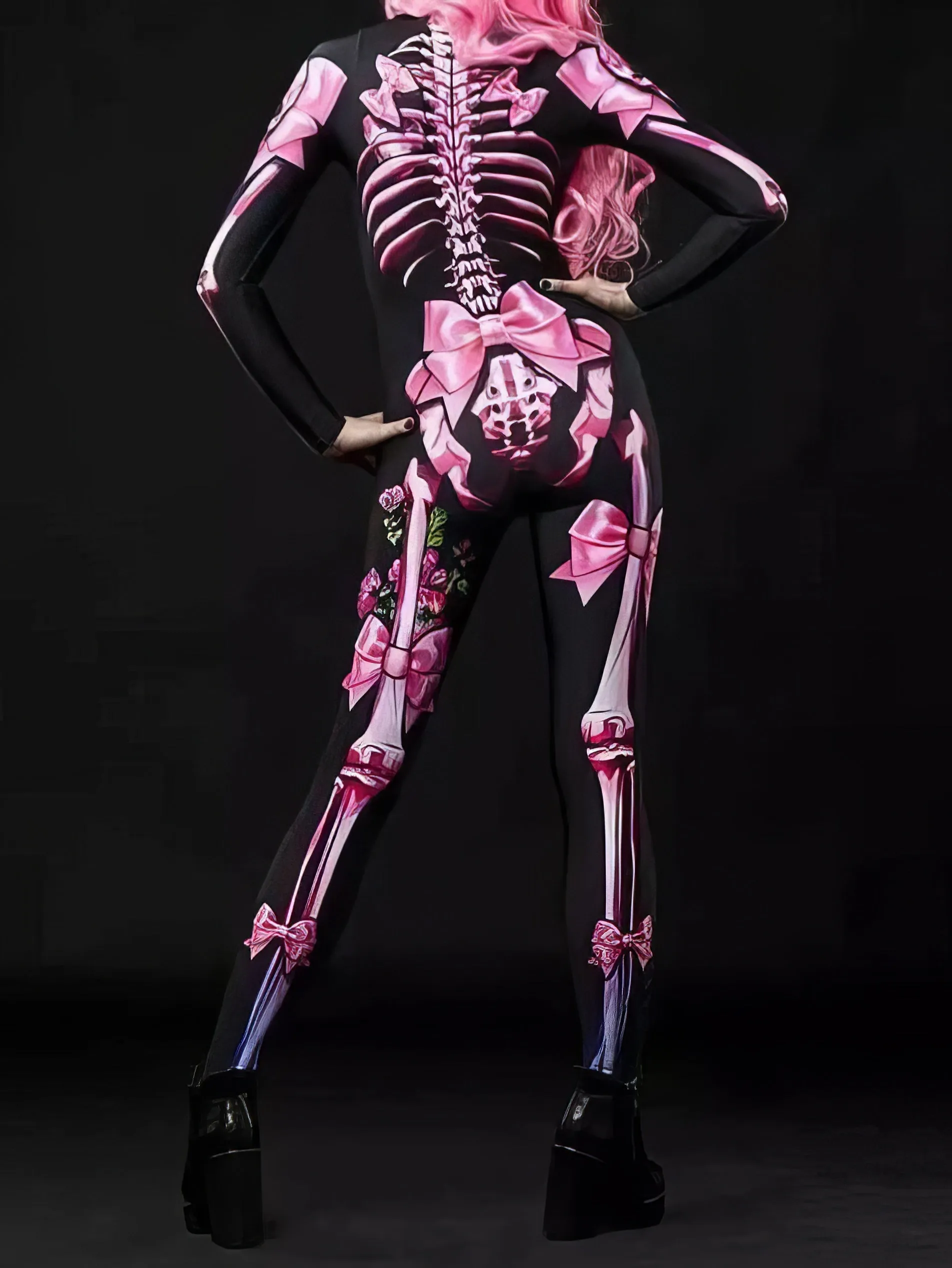 Jumpsuit Halloween Skull Skeleton Print Jumpsuit for Women