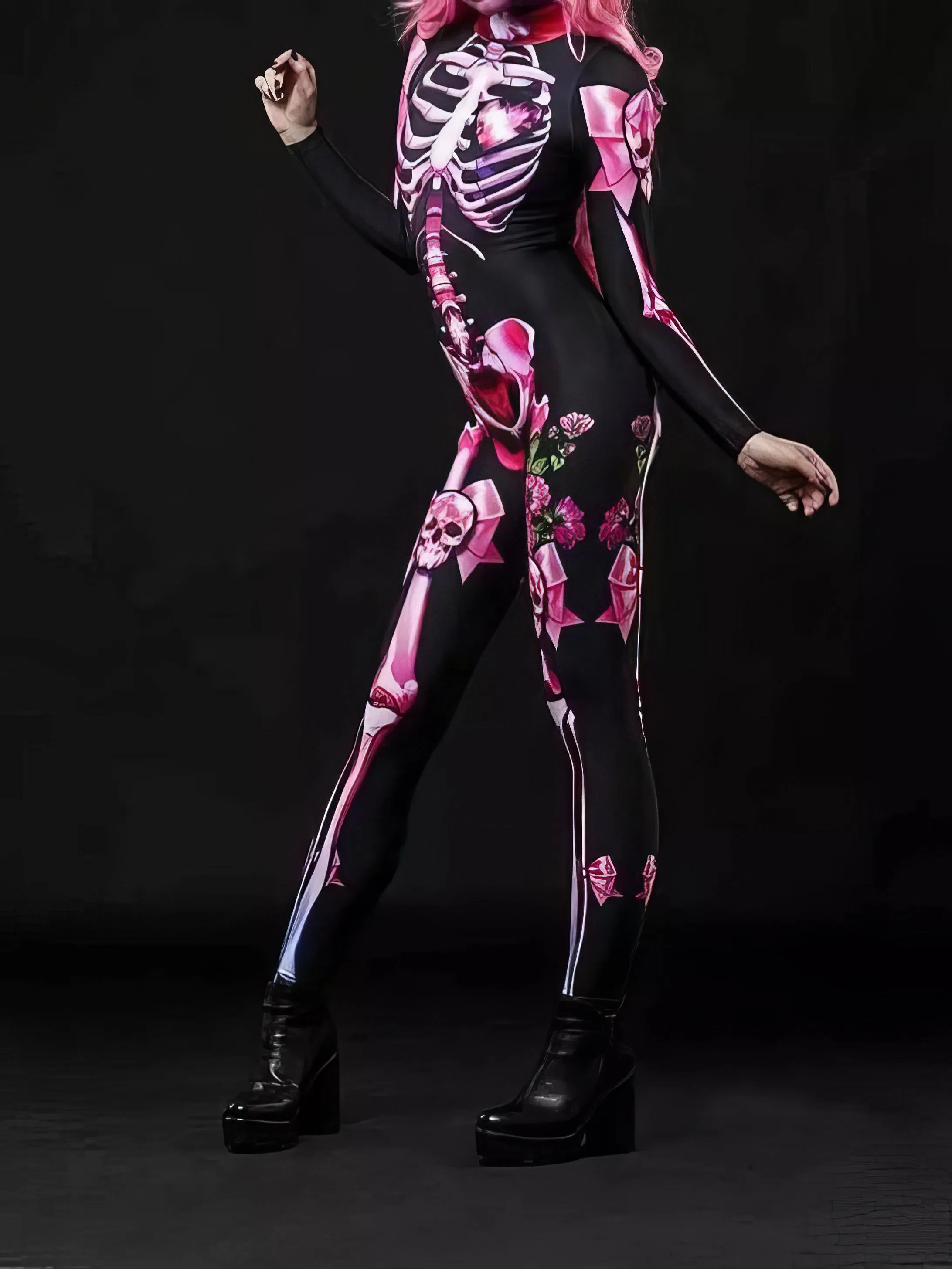Jumpsuit Halloween Skull Skeleton Print Jumpsuit for Women