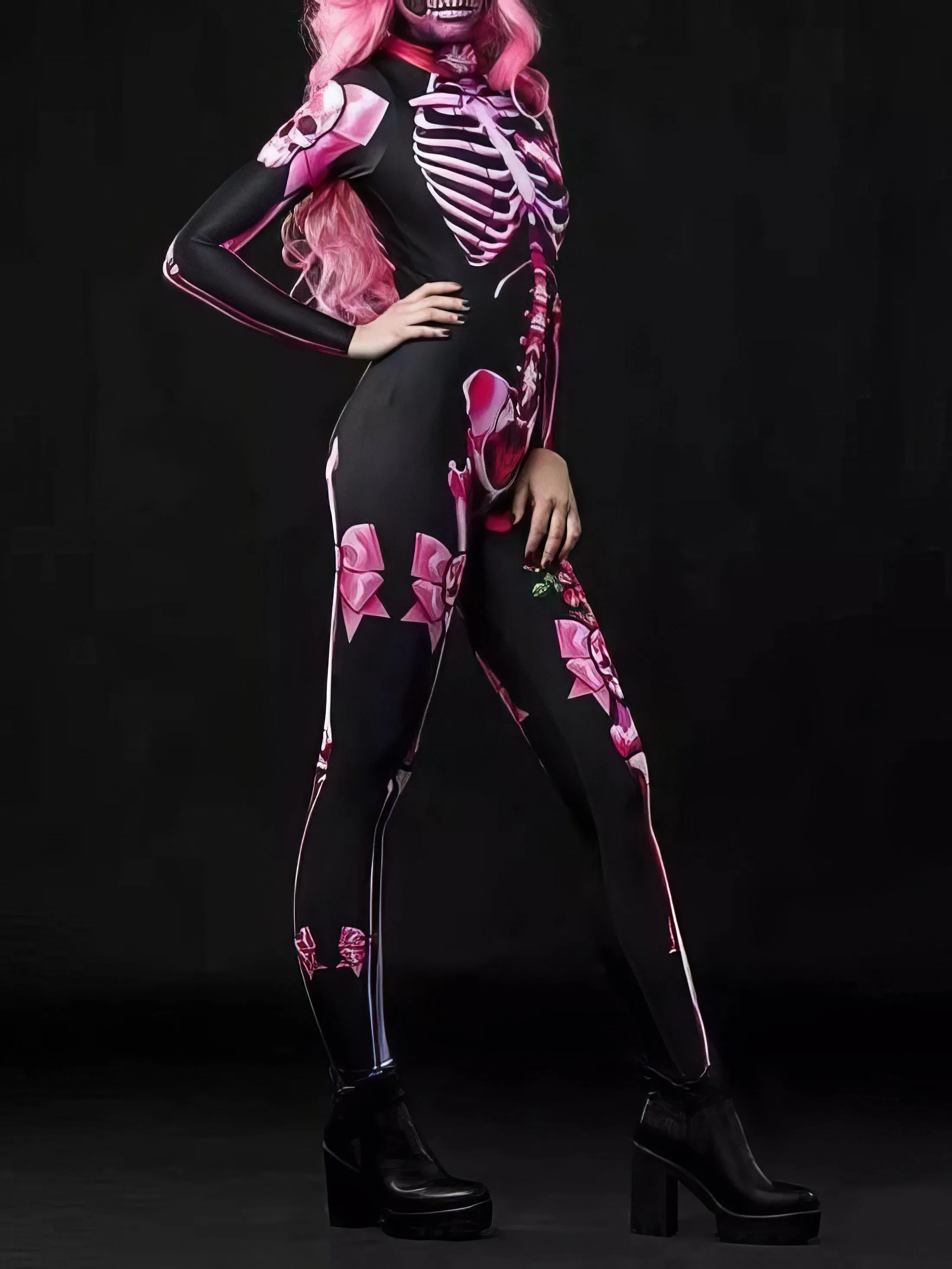 Jumpsuit Halloween Skull Skeleton Print Jumpsuit for Women