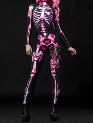 Jumpsuit Halloween Skull Skeleton Print Jumpsuit for Women