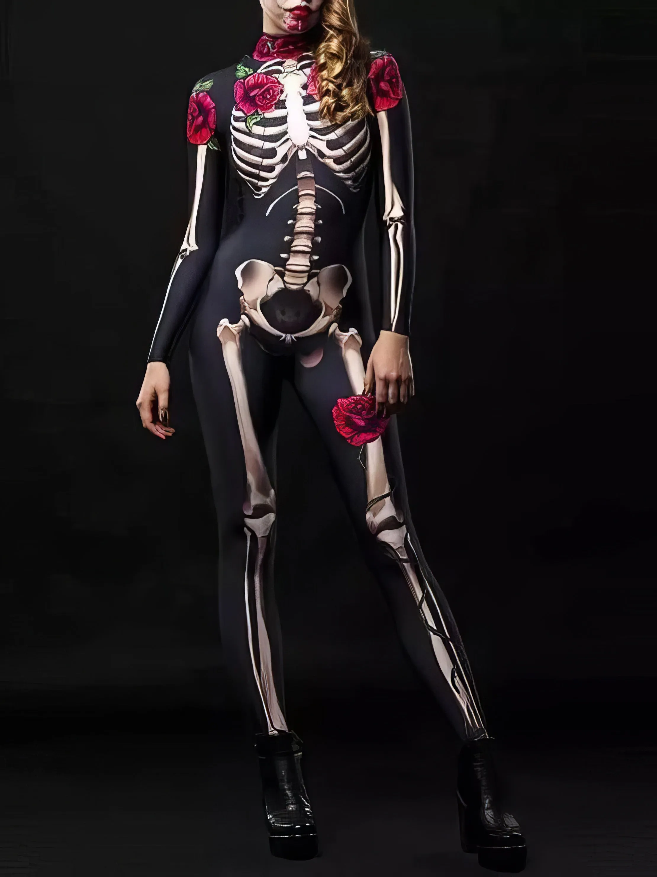 Jumpsuit Halloween Skull Skeleton Print Jumpsuit for Women