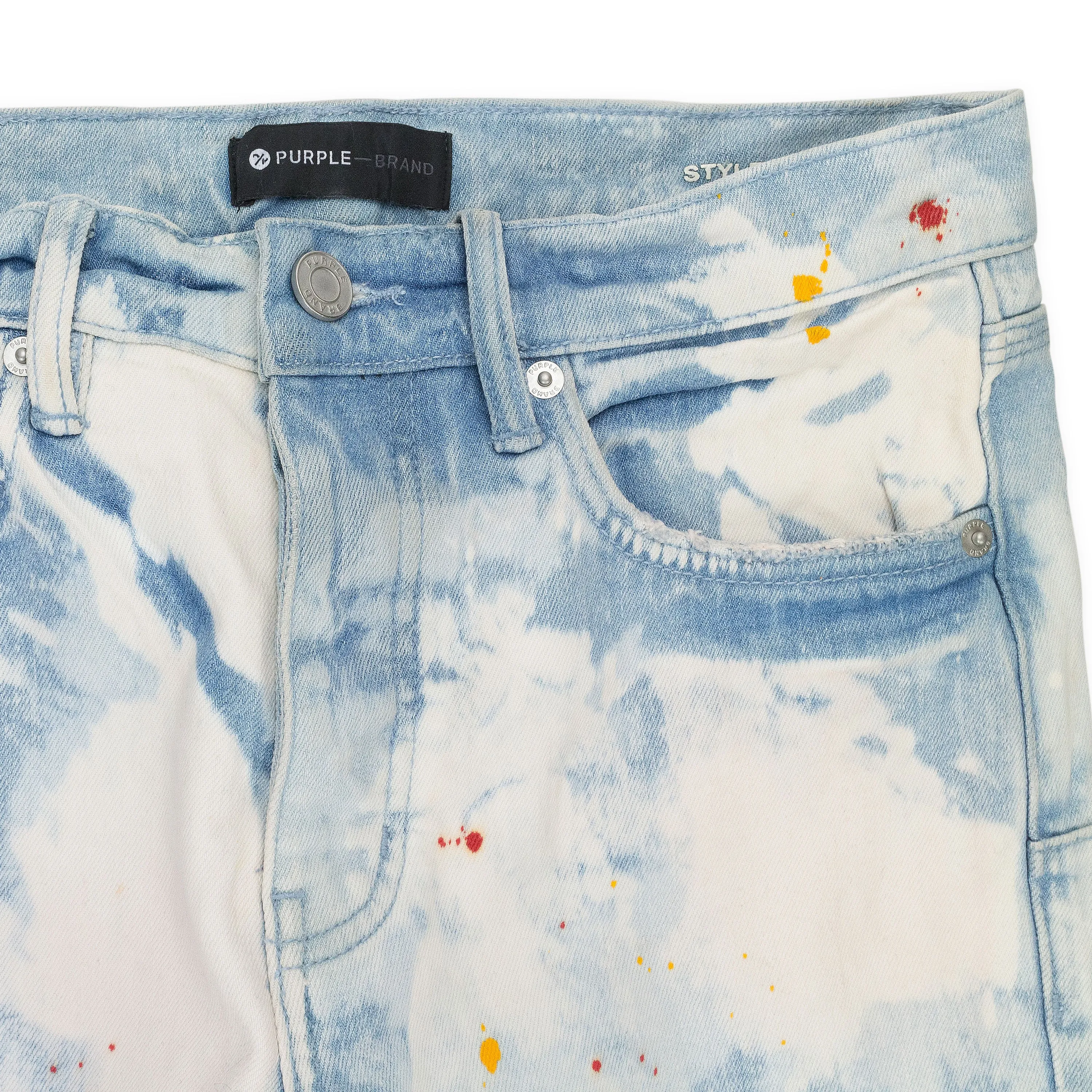 LIGHT FADED BLEACHED OUT SPLATTER Indigo SKINNY JEANS