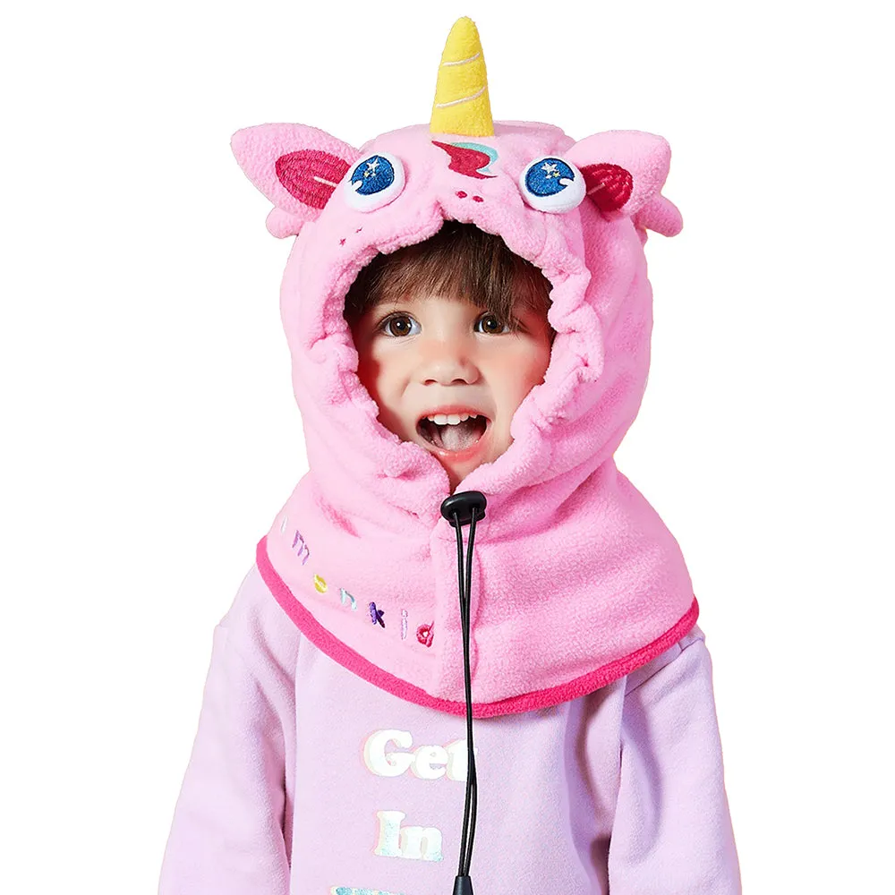 Little Surprise Box Light Pink Uni Fleece Winter Cap Covering Mouth, Neck And Head For Minus Degree Temperature, 5 yrs And Above