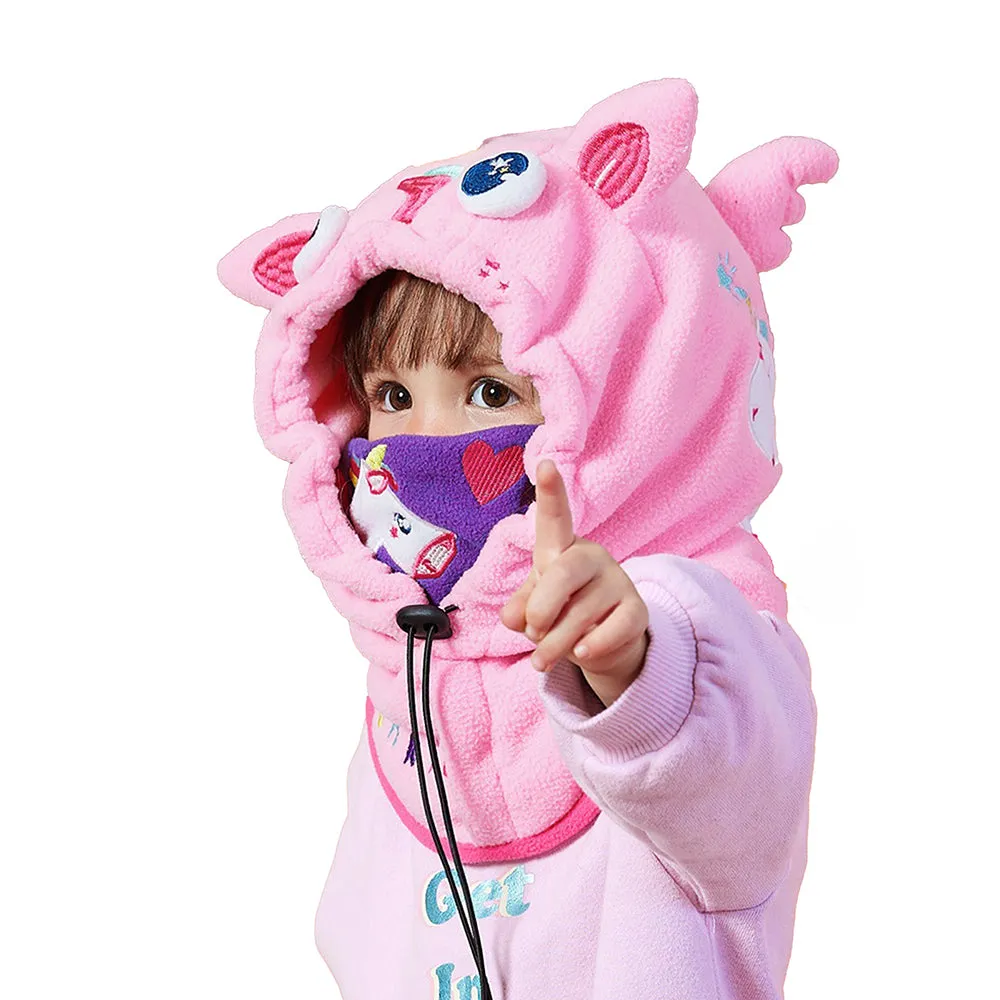 Little Surprise Box Light Pink Uni Fleece Winter Cap Covering Mouth, Neck And Head For Minus Degree Temperature, 5 yrs And Above