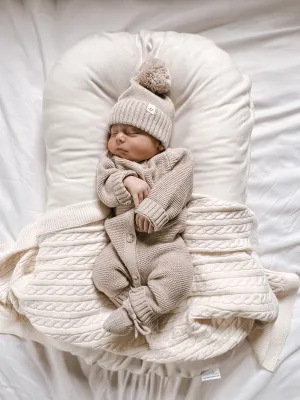 Luna   Luca Classic Purl Knit Jumpsuit - Heather Beige