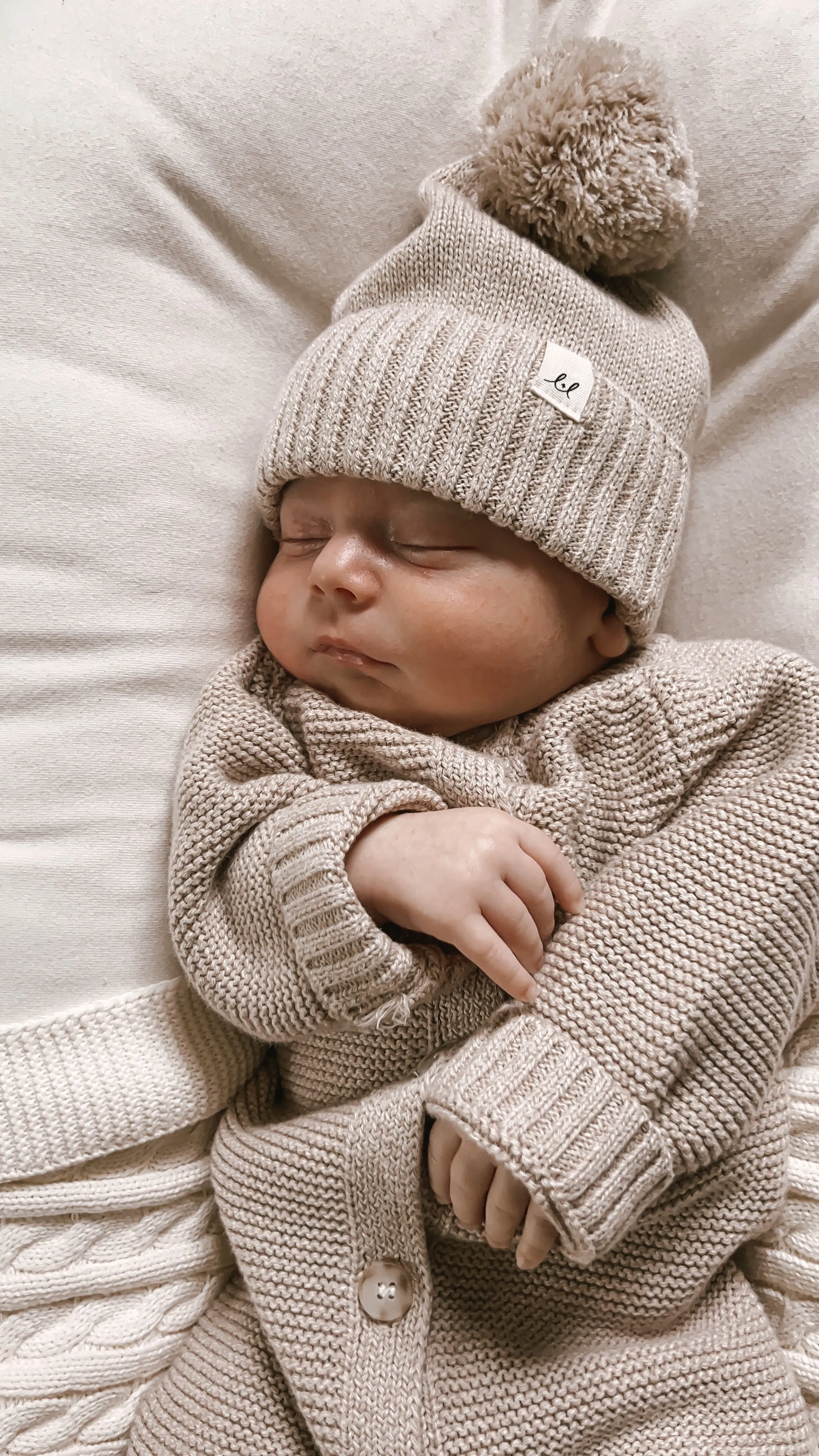 Luna   Luca Classic Purl Knit Jumpsuit - Heather Beige