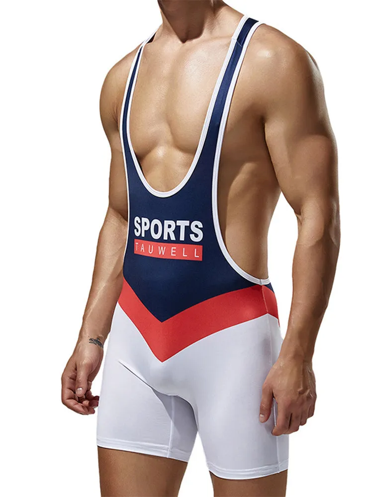 Mens Vest Fitness Wrestling Singlet Bodysuit
