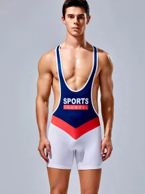 Mens Vest Fitness Wrestling Singlet Bodysuit