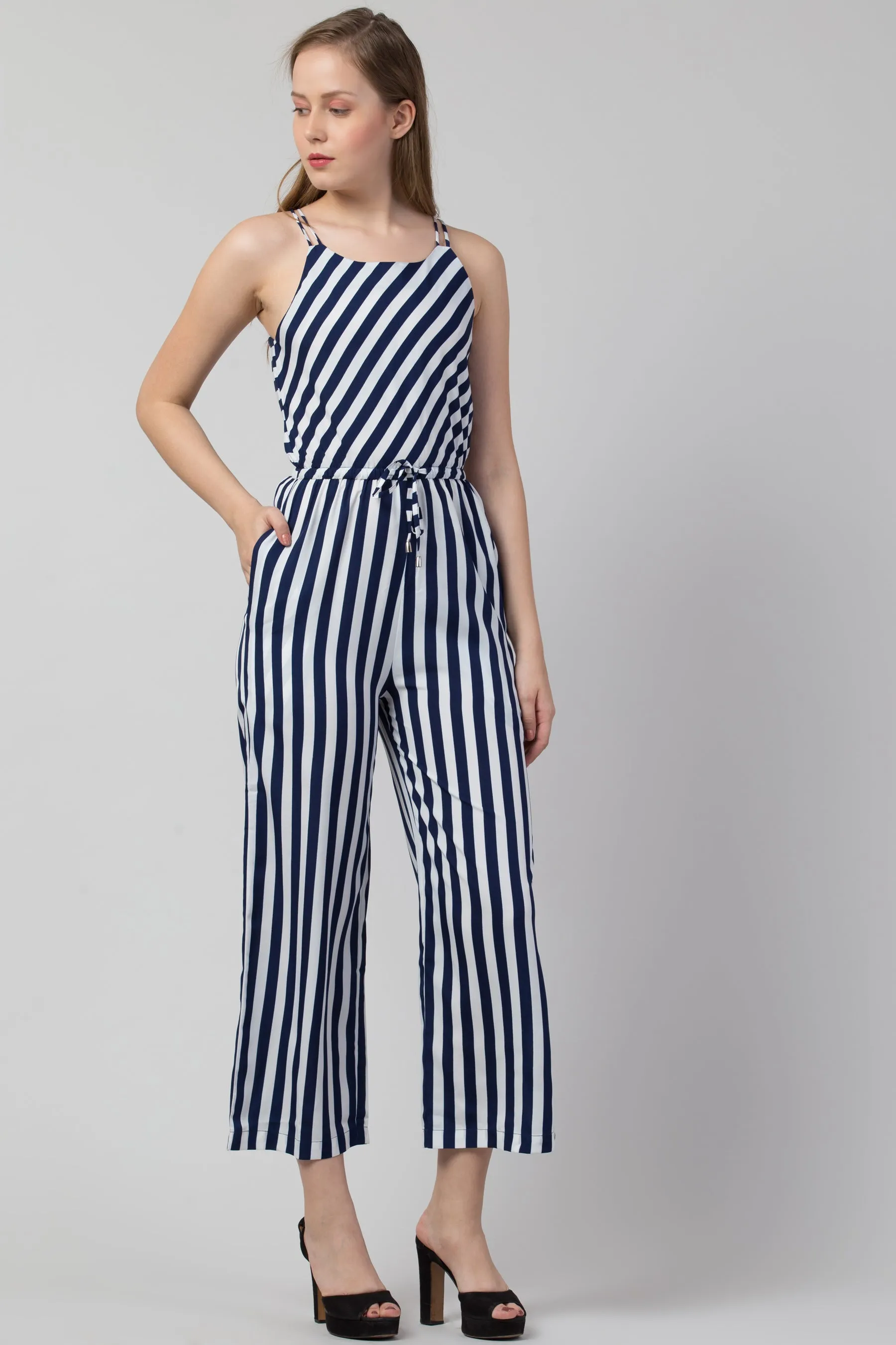 Navy Striped Jumpsuit