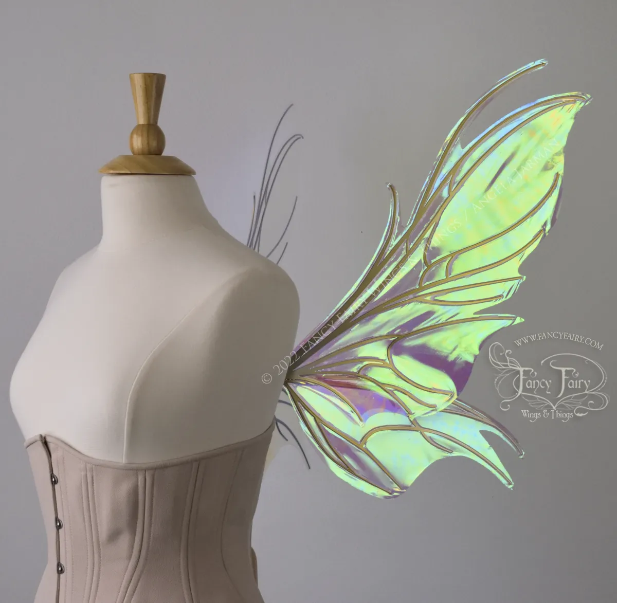 Nightshade Iridescent Convertible Fairy Wings in Aurora with Candy Coat Gold veins