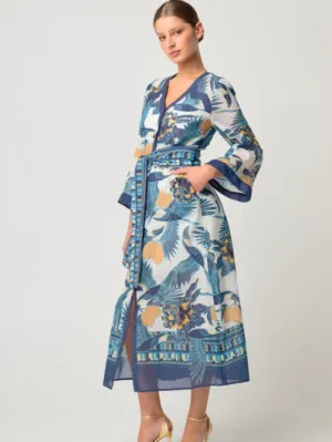 Once Was - Kimona Cotton Silk Coat Dress - Tukano Print