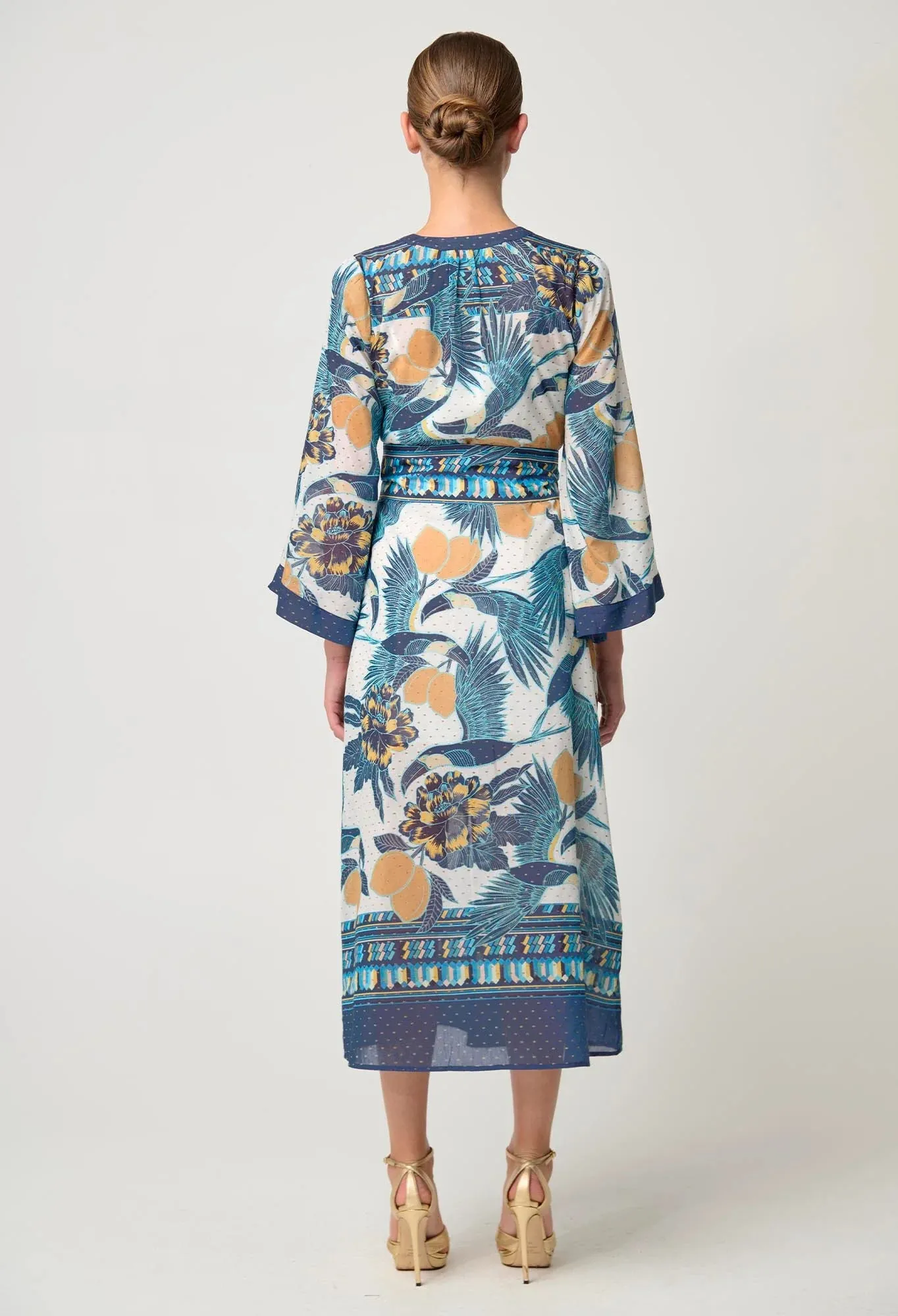 Once Was - Kimona Cotton Silk Coat Dress - Tukano Print