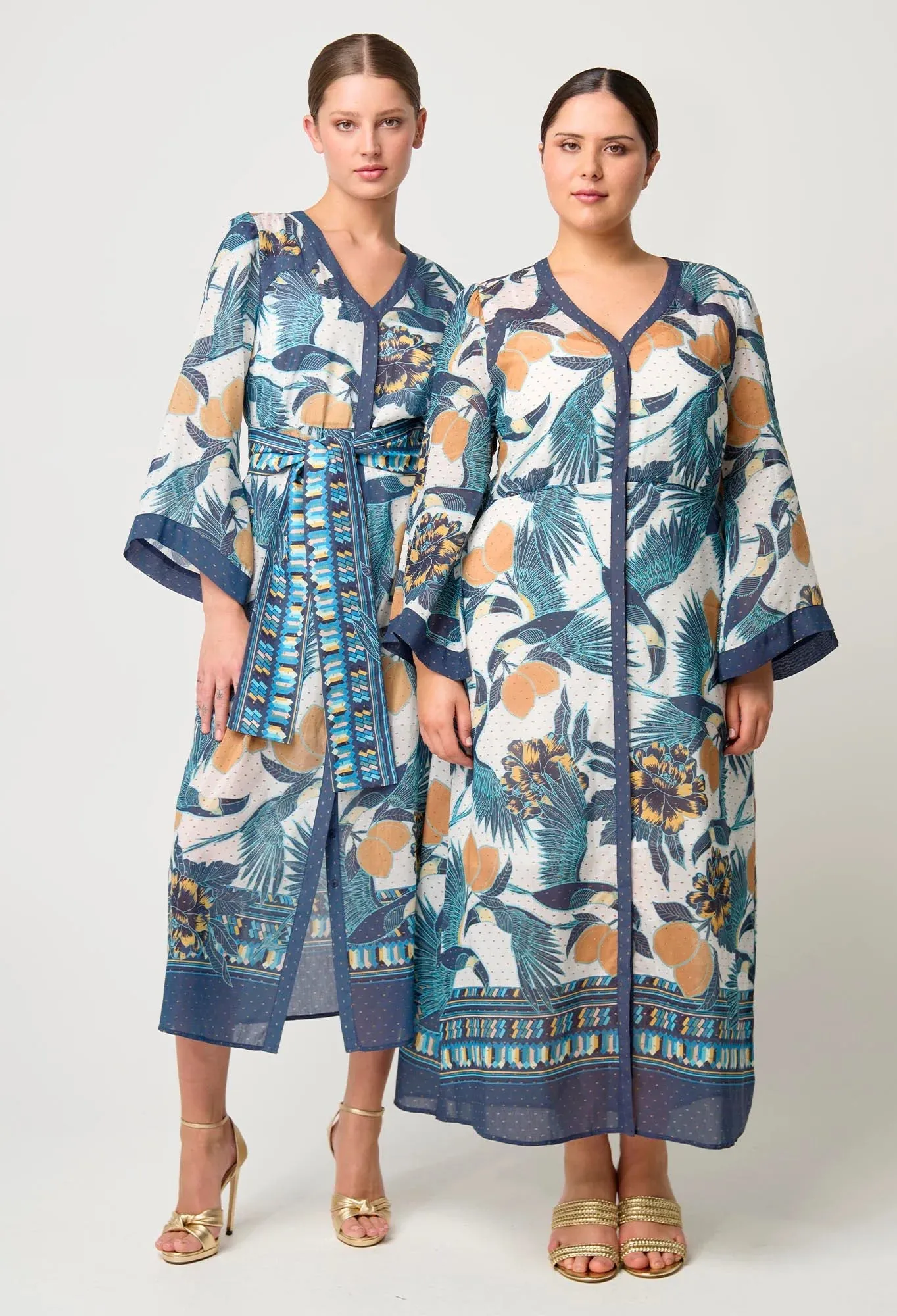 Once Was - Kimona Cotton Silk Coat Dress - Tukano Print