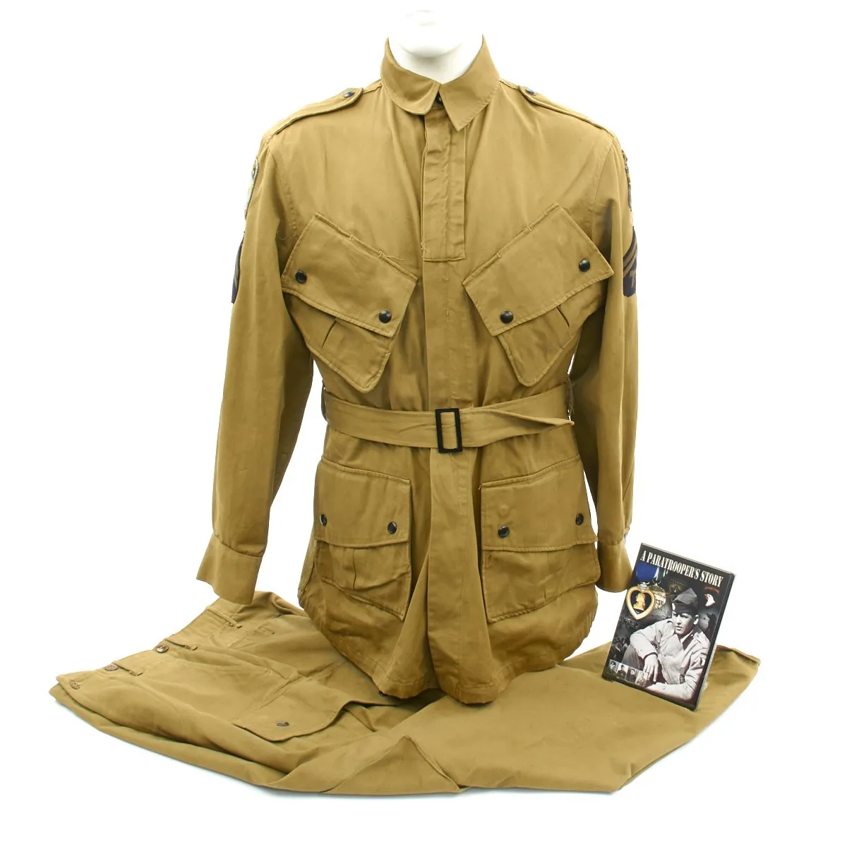 Original U.S. WWII 501st PIR Joe McGinley M1942 Paratrooper Jump Uniform with Letter and DVD