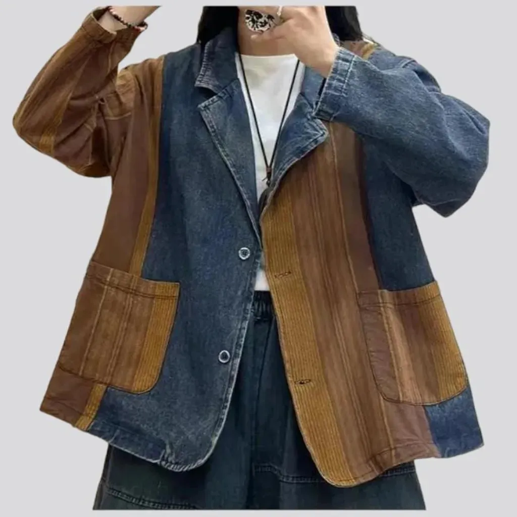 Patchwork fashion jean blazer for ladies