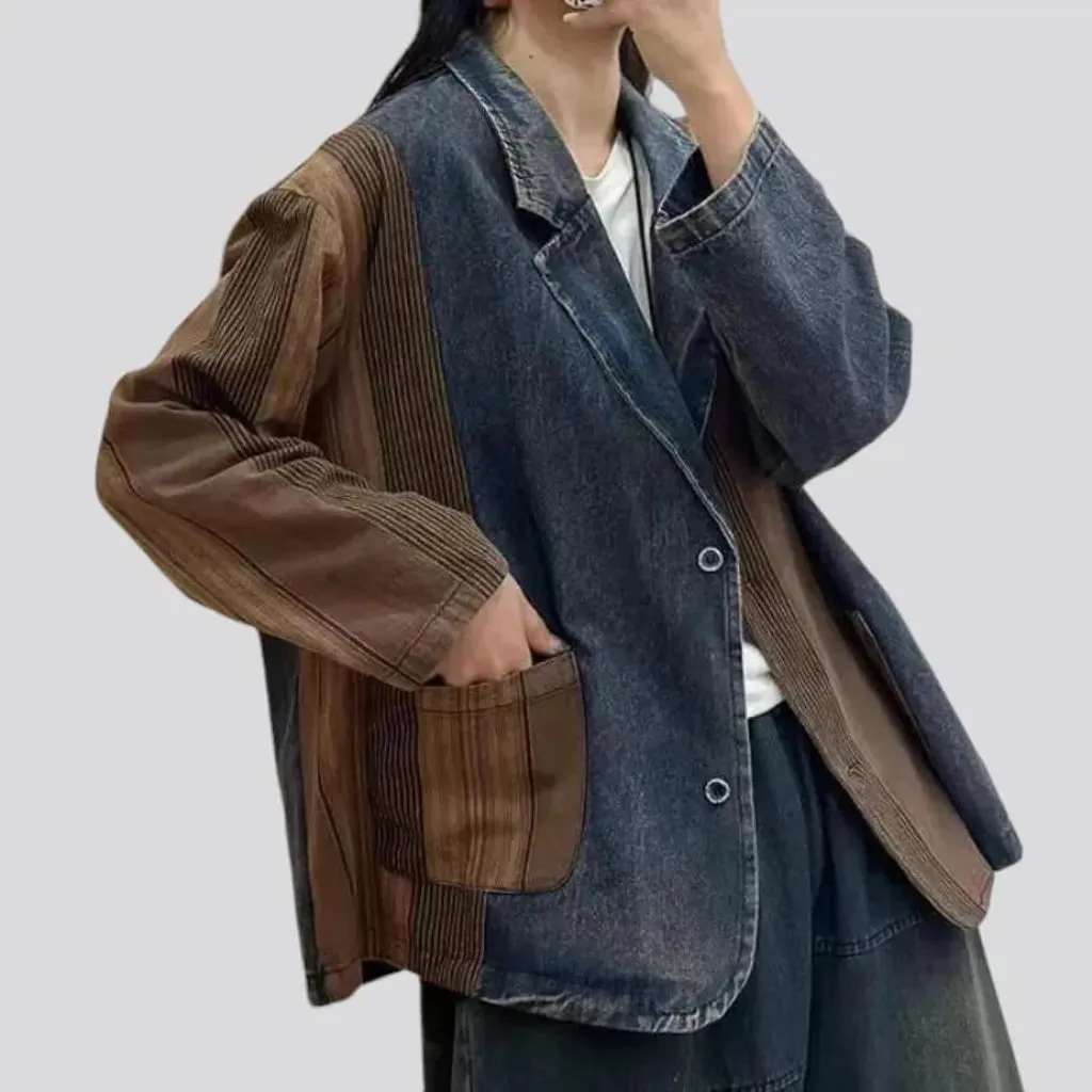 Patchwork fashion jean blazer for ladies