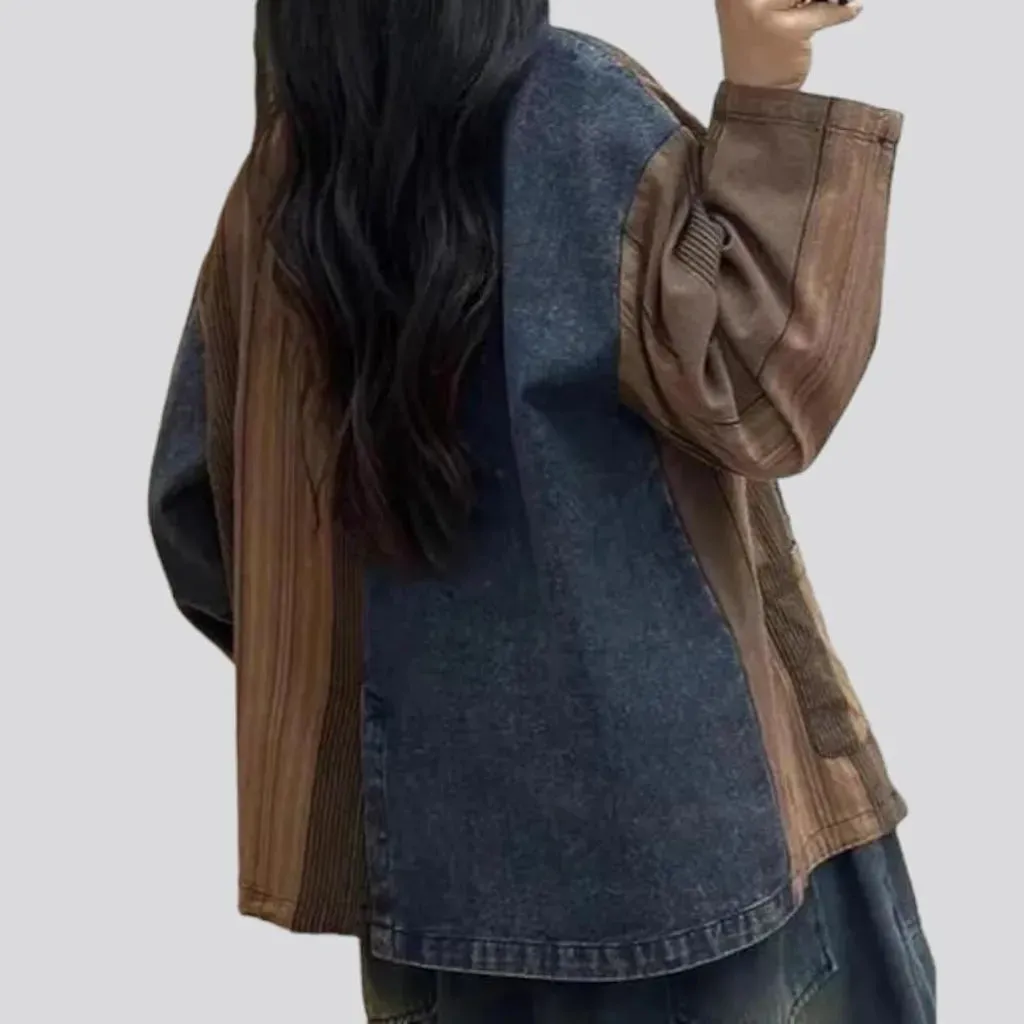 Patchwork fashion jean blazer for ladies
