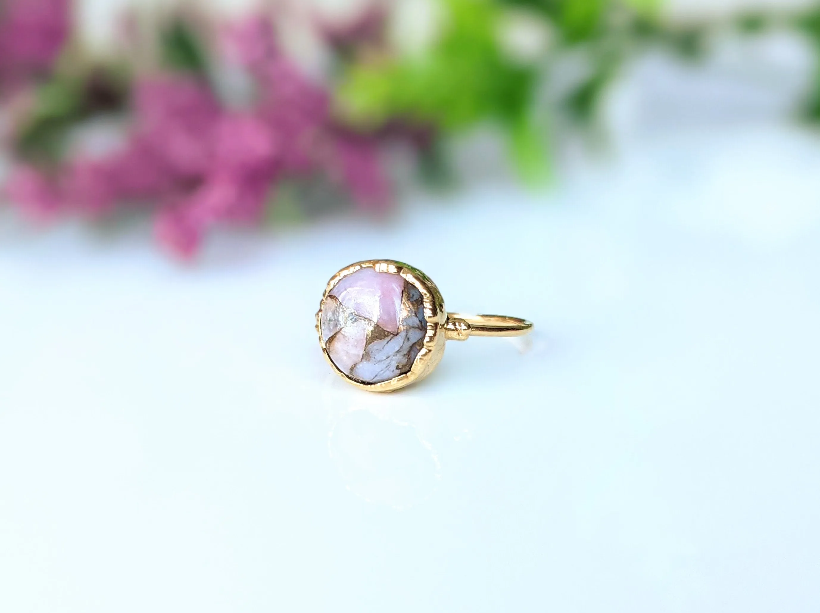 Pink Opal Copper ring
