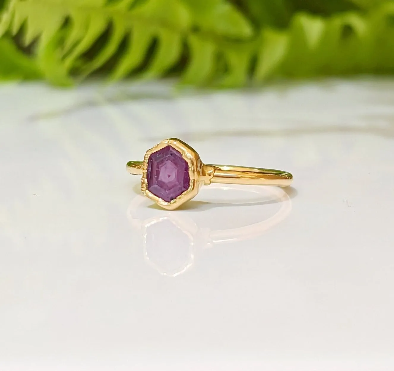 Pink Star Sapphire ring in Sterling Silver