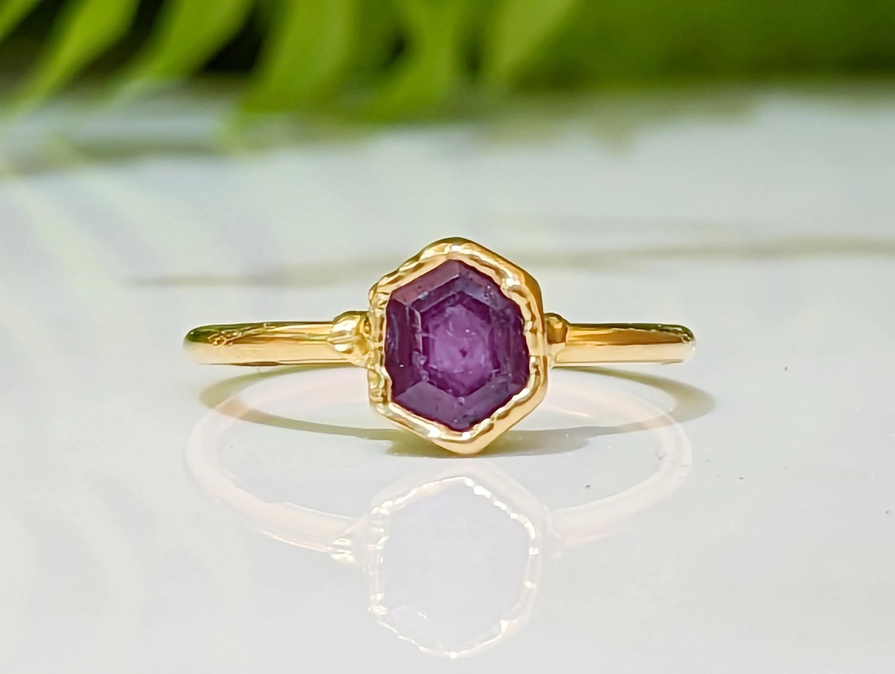 Pink Star Sapphire ring in Sterling Silver