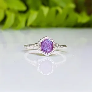 Pink Star Sapphire ring in Sterling Silver