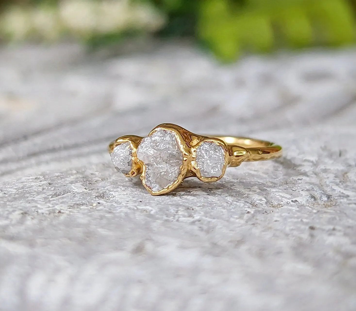 Raw Diamond engagement ring