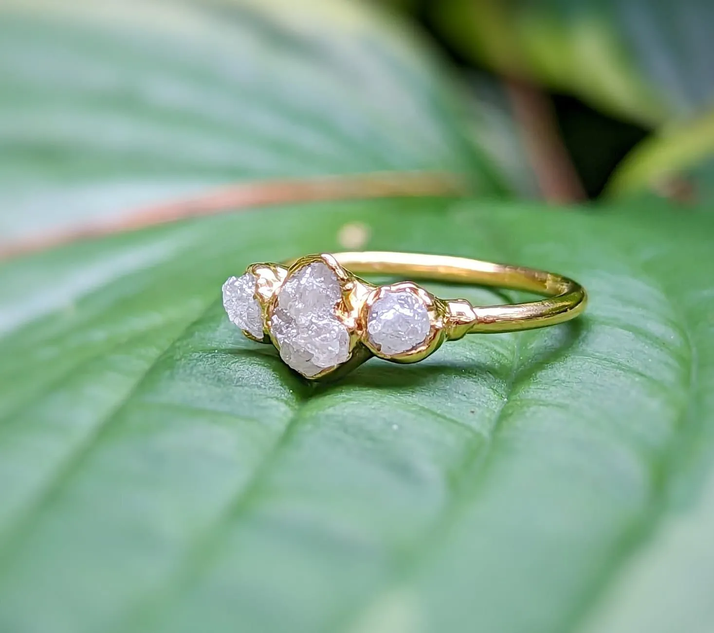 Raw Diamond engagement ring