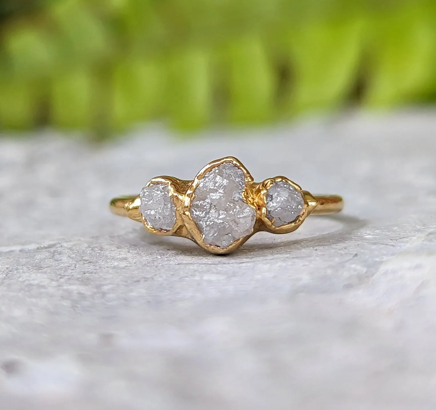 Raw Diamond engagement ring