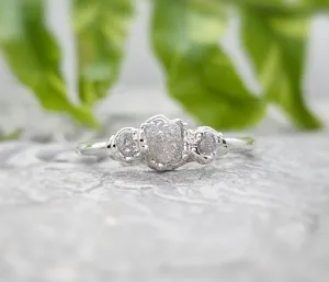Raw diamond engagement ring