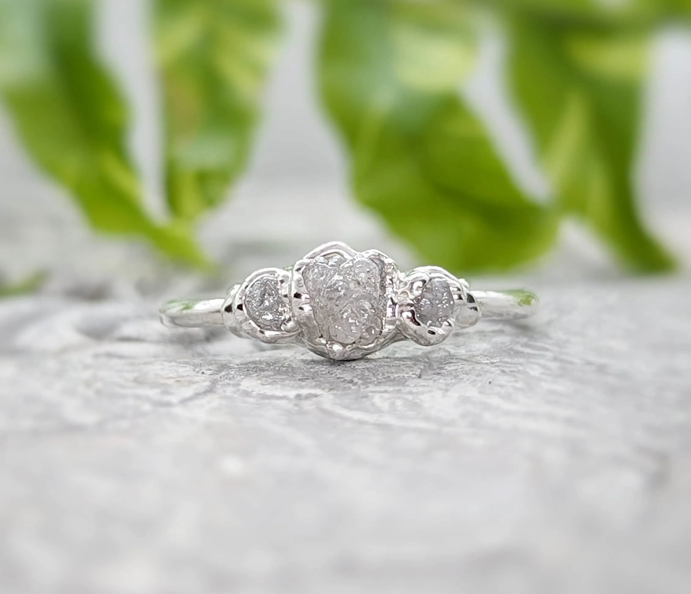 Raw Diamond engagement ring
