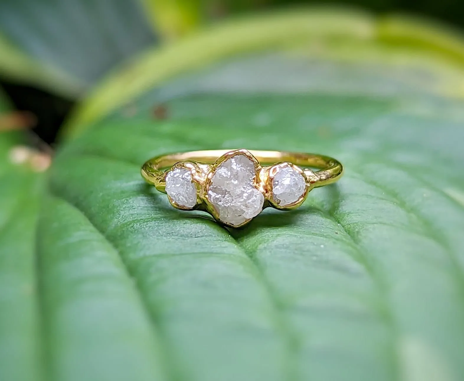 Raw Diamond engagement ring
