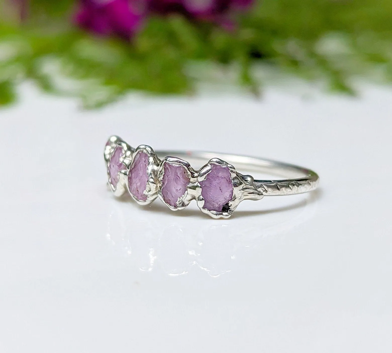 Raw pink Sapphire Eternity ring
