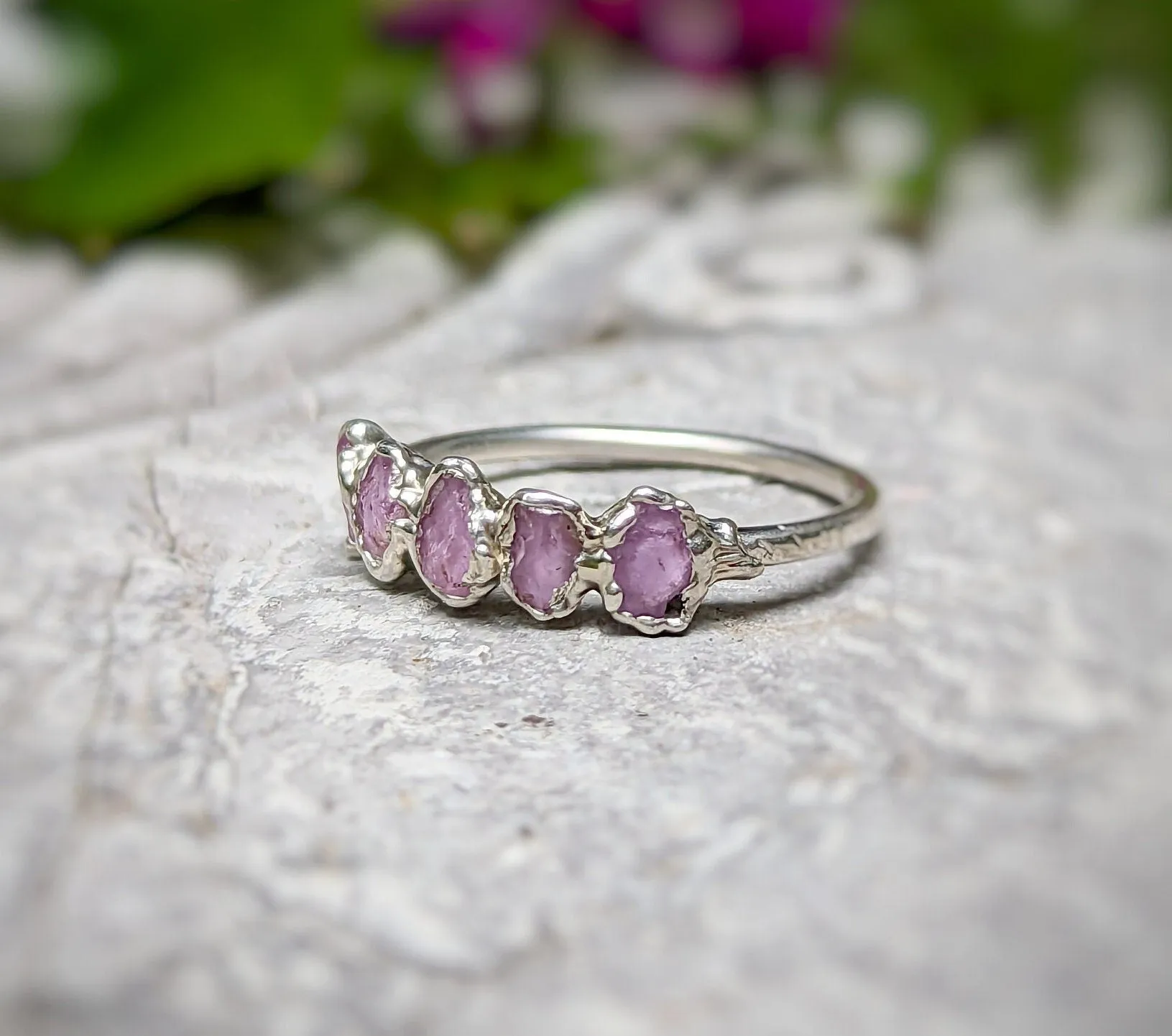 Raw pink Sapphire Eternity ring