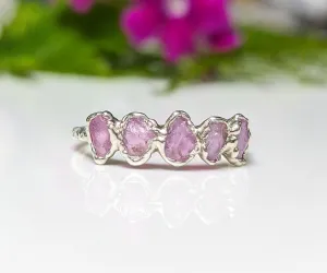 Raw pink Sapphire Eternity ring