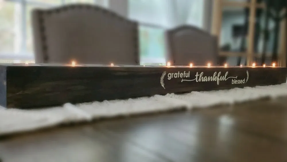 Tea Light Centerpiece | 3 Feet Long | Rubbed Ebony Finish